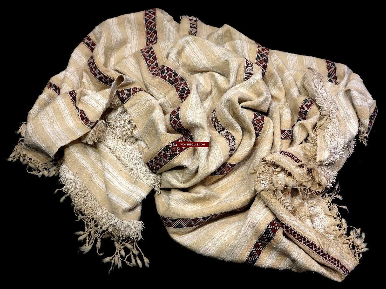 1308 SOLD Vintage Berber Wedding Shawl Blanket Tamizart / Handira -  North African Textile Art