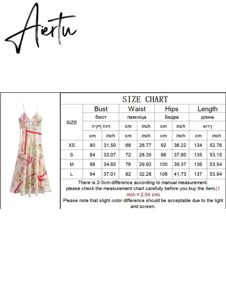 Aiertu Women Fashion Printed Vacation Maxi Dress 2024 Summer Sexy Slim Long Dress Backless Lace-up Sling Boho Dresses