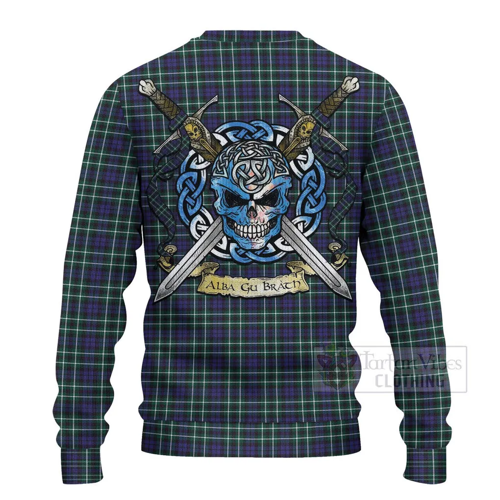 Allardice Tartan Ugly Sweater with Family Crest Celtic Skull Style