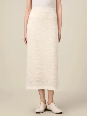 Amoretu Wool Elastic Waist Jacquard Knit Skirt