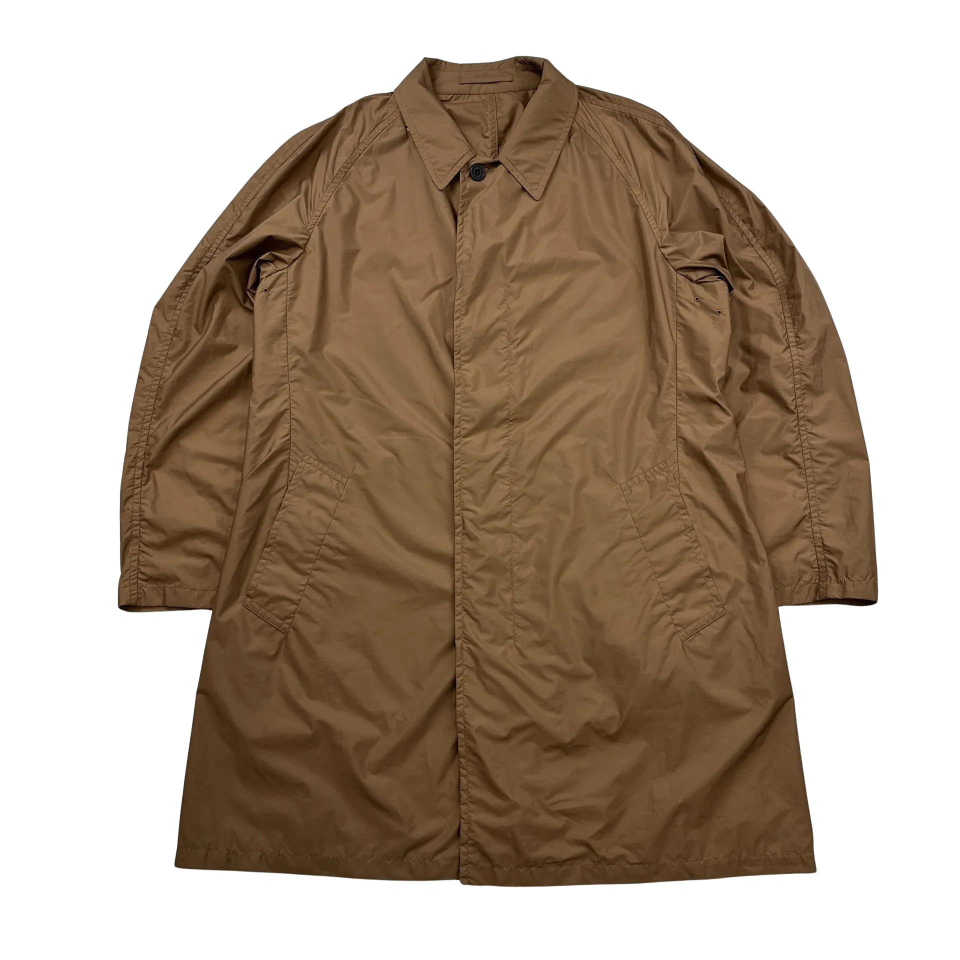 Aquascutum Orange Checked Collared Nylon Trench Coat - Large