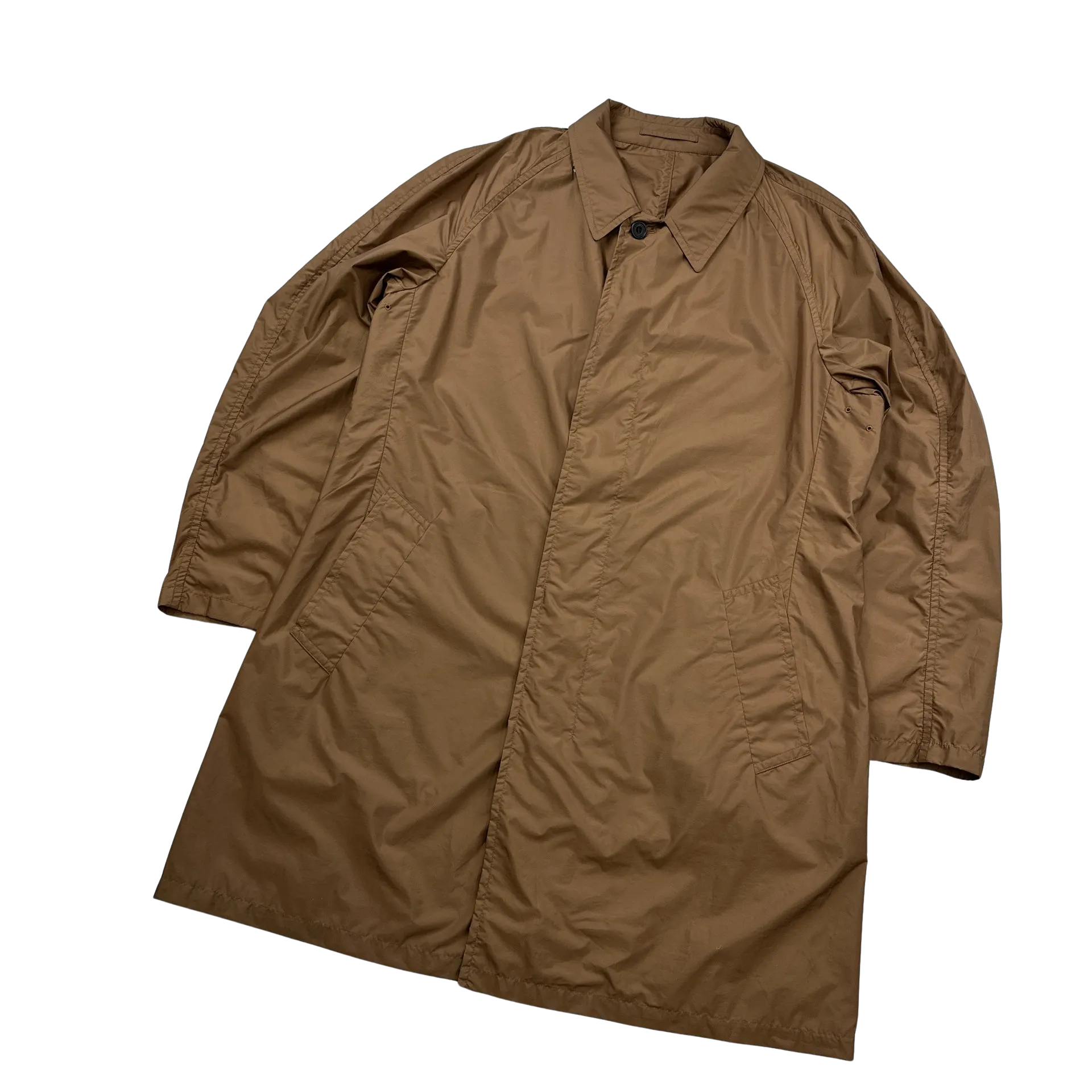 Aquascutum Orange Checked Collared Nylon Trench Coat - Large
