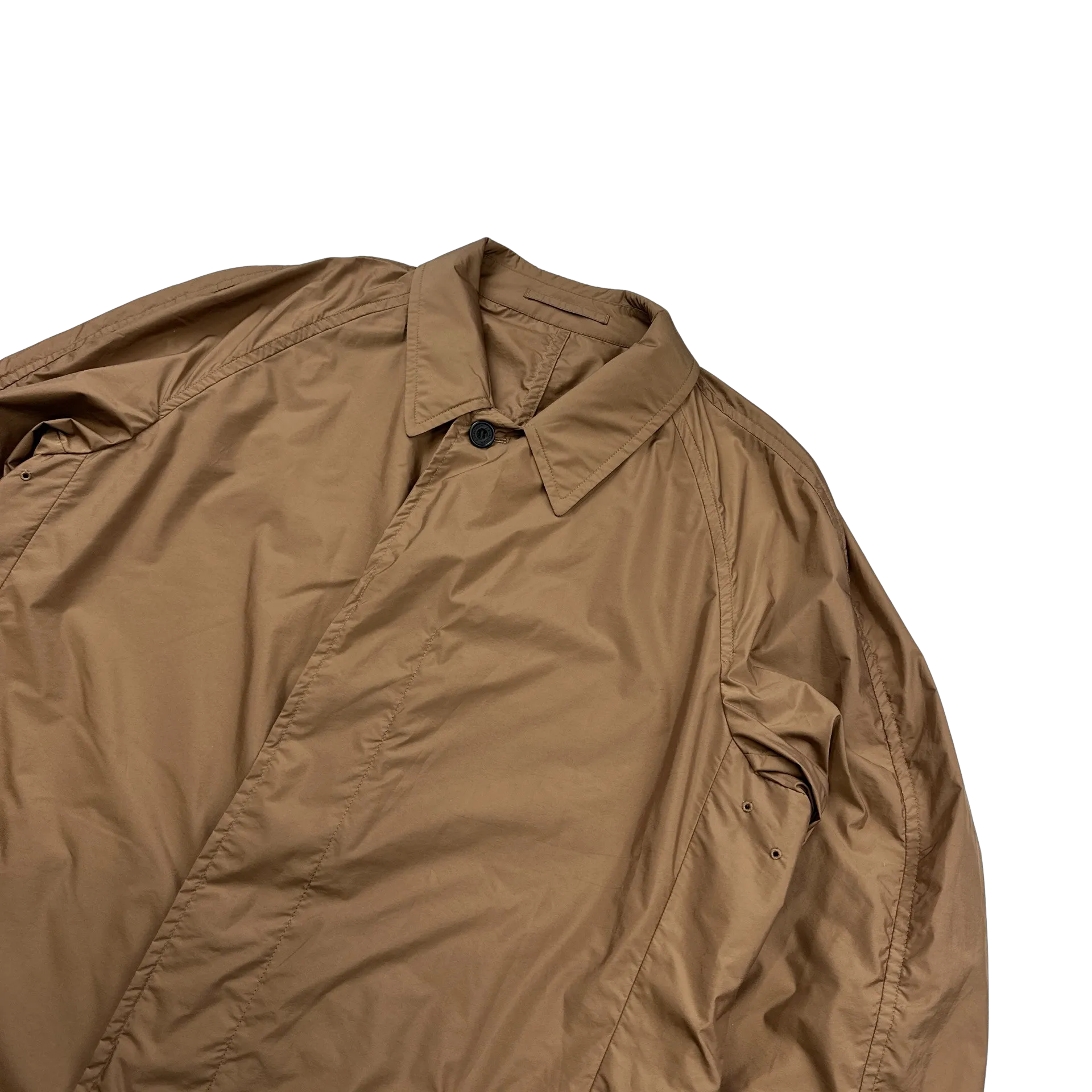 Aquascutum Orange Checked Collared Nylon Trench Coat - Large