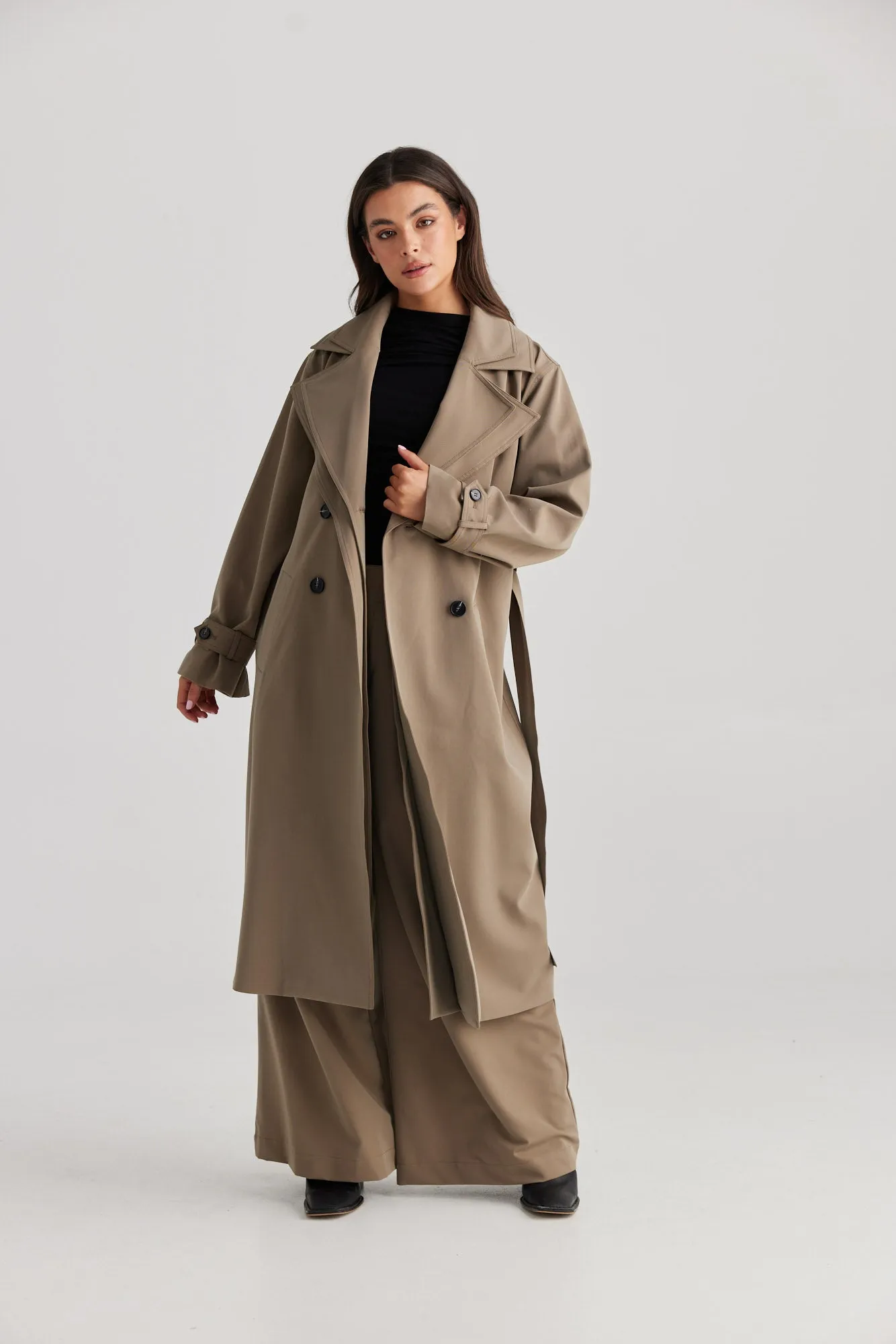 Aurora Trench Coat - Pebble