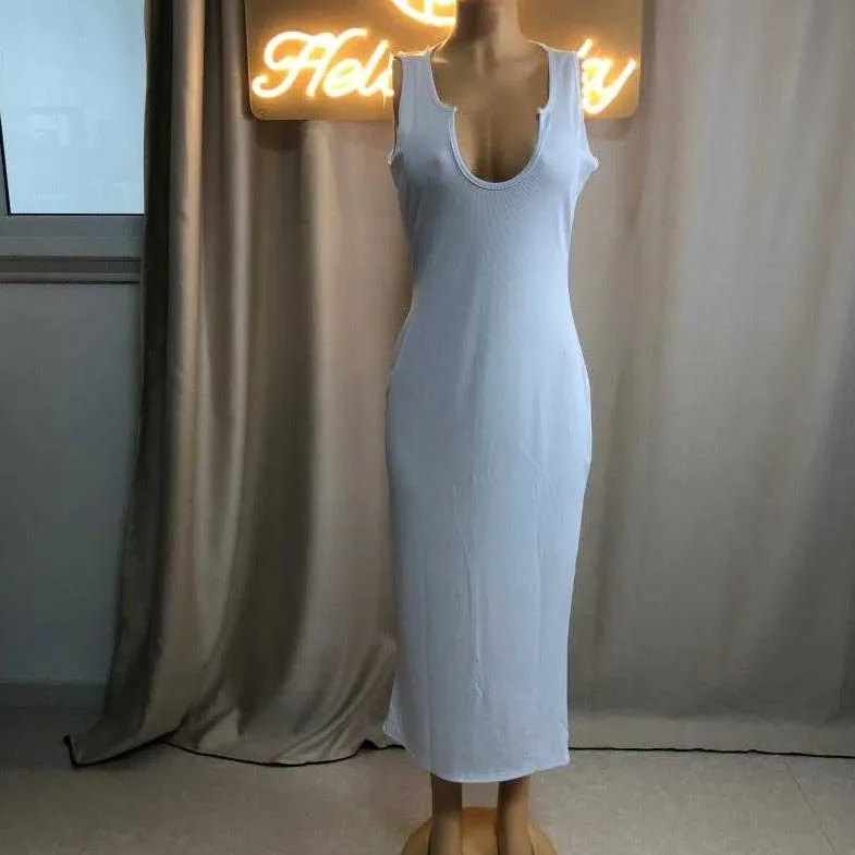 Camisole Deep V Neck Long dress（OC8865）