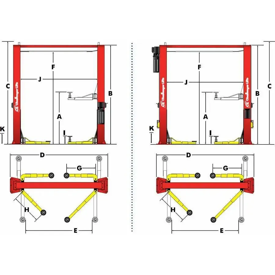 Challenger Versymmetric 2-Post Lift w/ Dual Pendant Control (10,000 lbs)