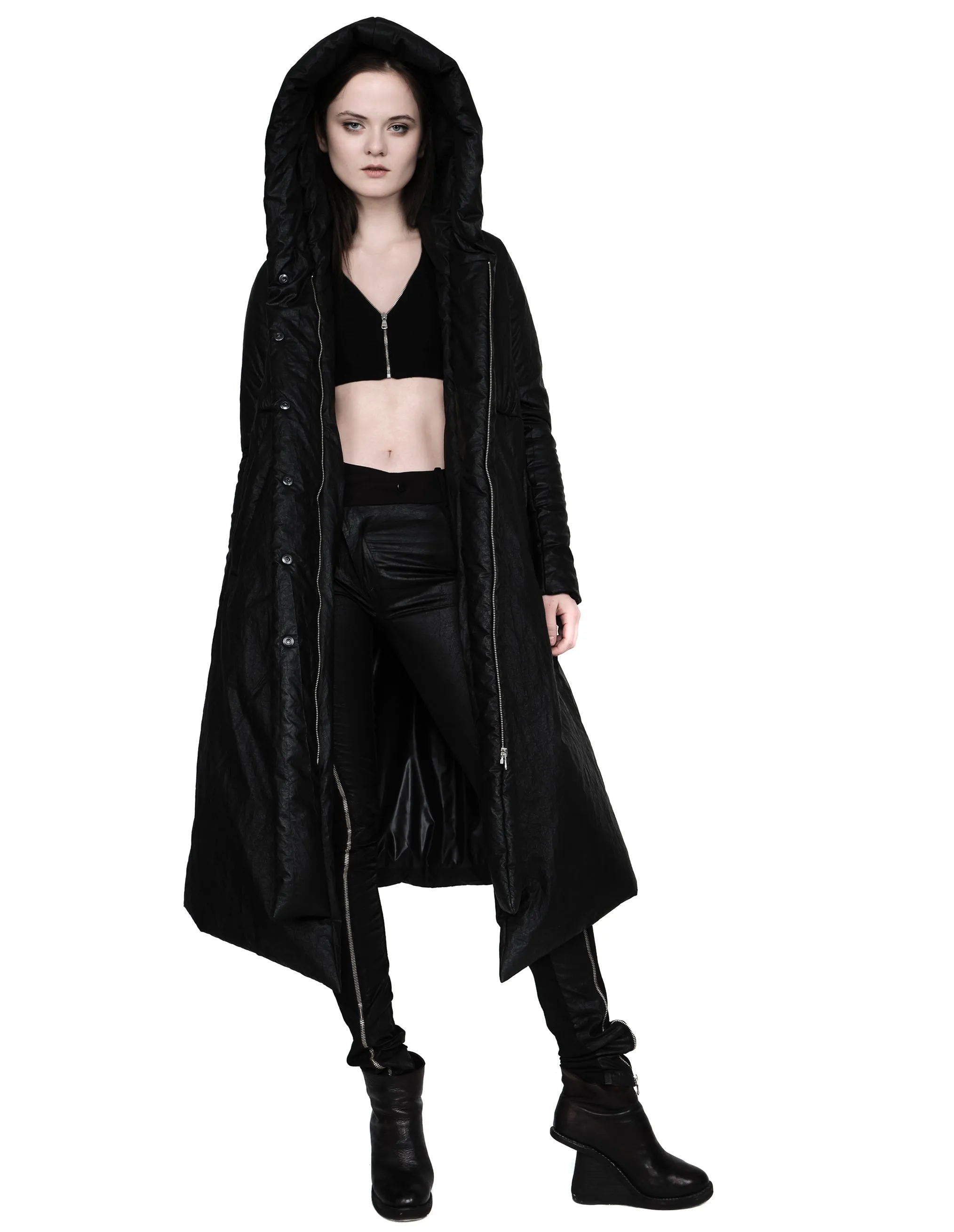 Coated Padded Hooded Coat