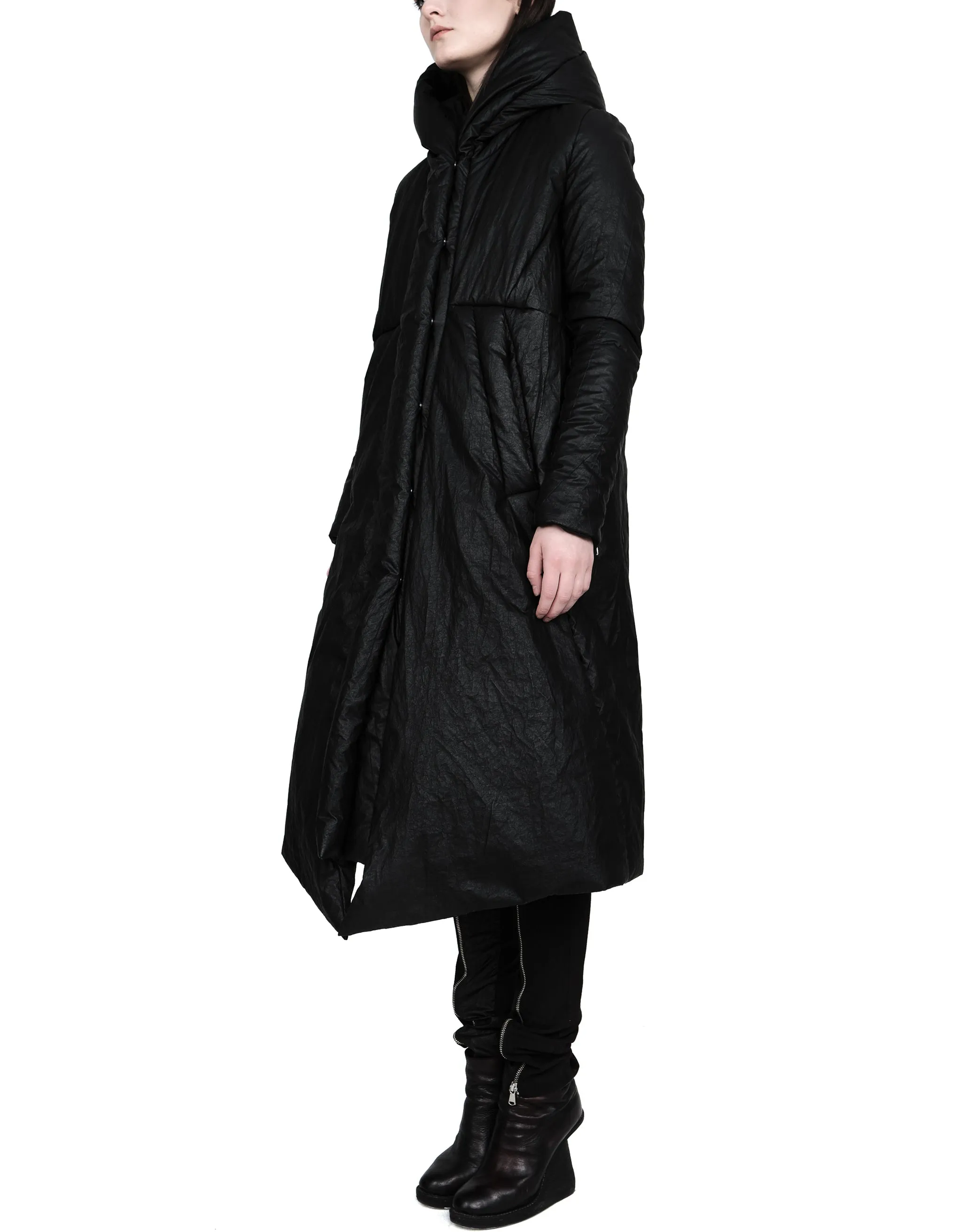 Coated Padded Hooded Coat
