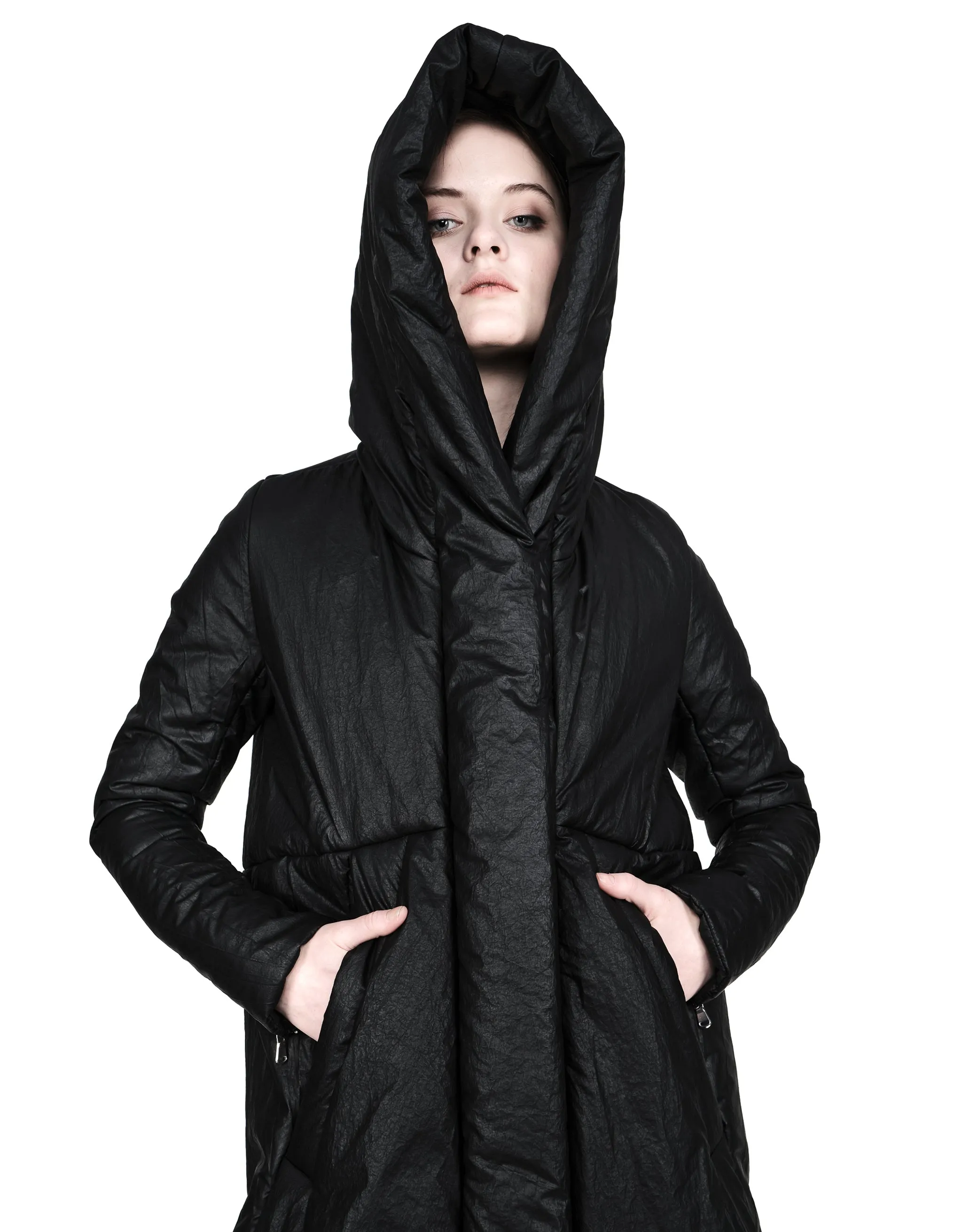 Coated Padded Hooded Coat