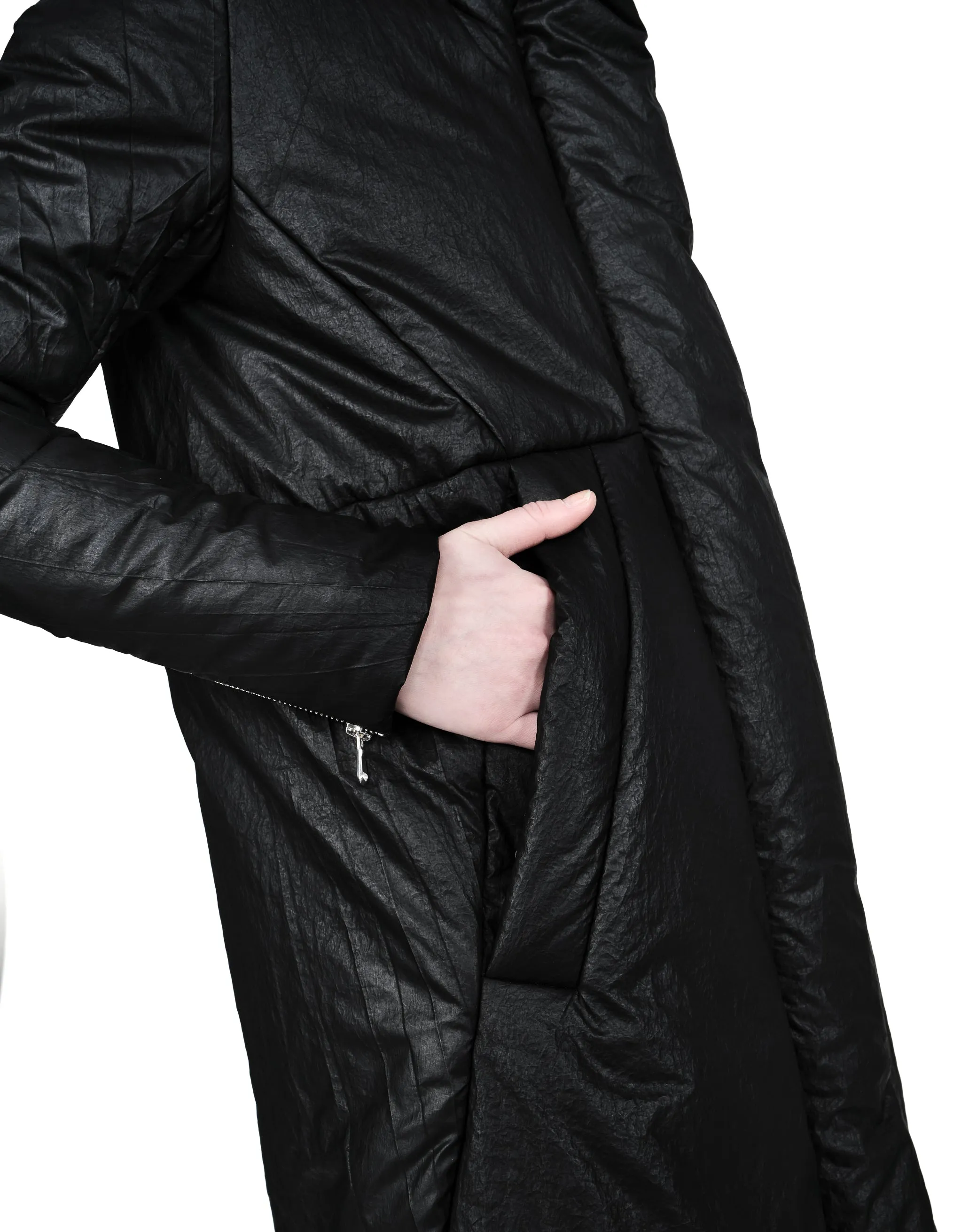 Coated Padded Hooded Coat
