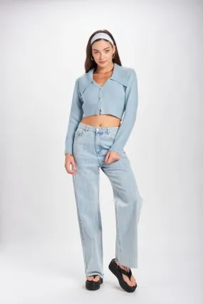 Collared Cropped Cardigan