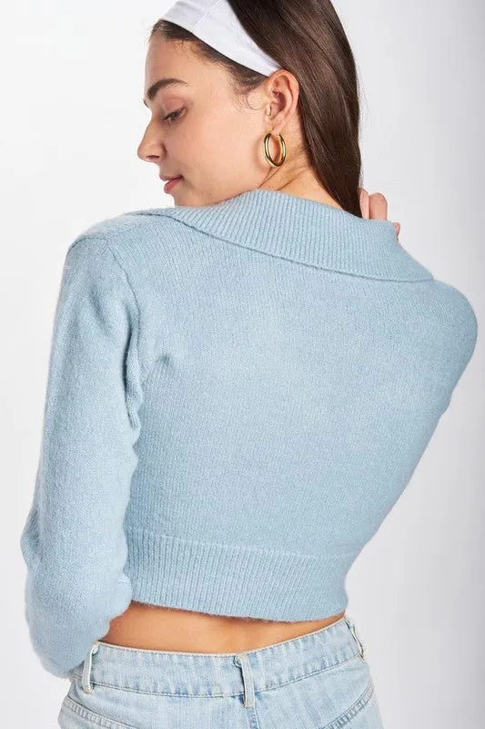 Collared Cropped Cardigan
