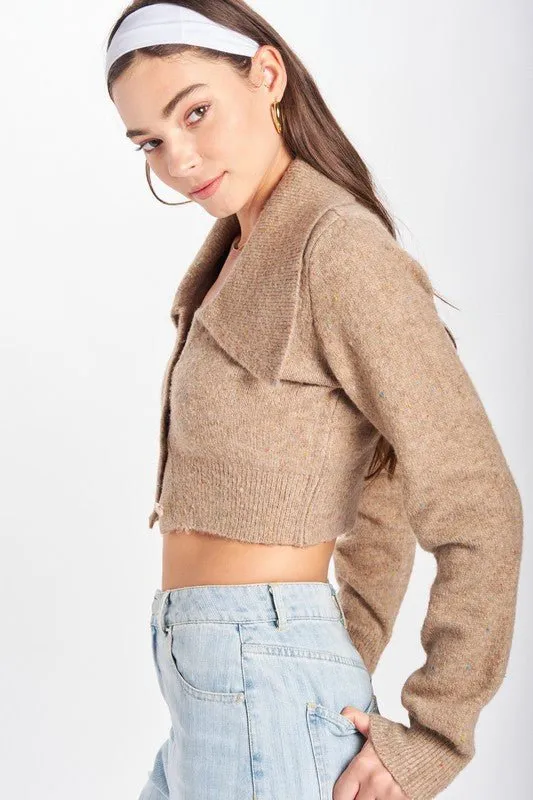 Collared Cropped Cardigan