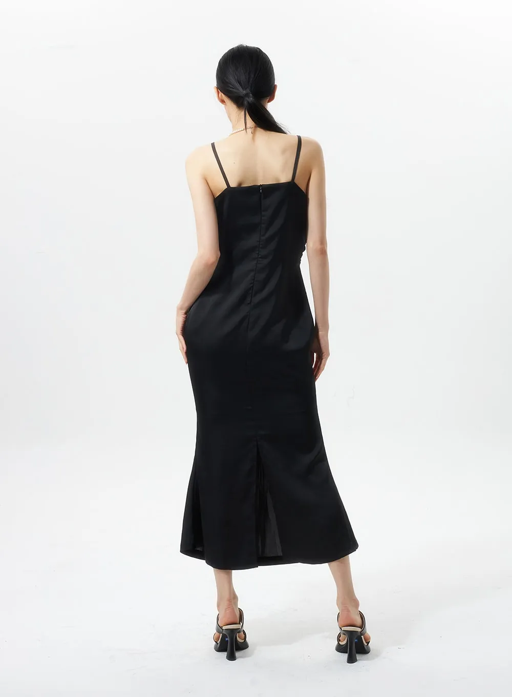 Cross Bust Satin Maxi Dress IU326