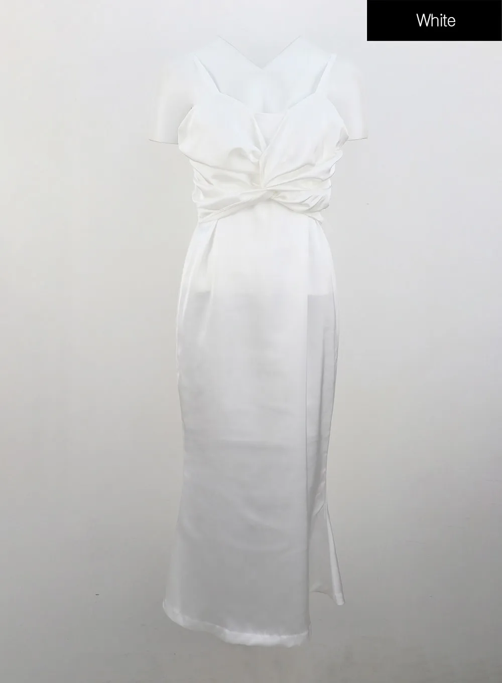 Cross Bust Satin Maxi Dress IU326
