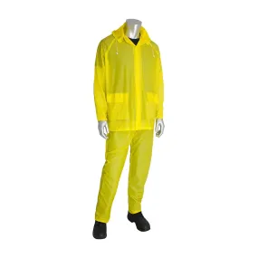 Falcon 201-650/2X Rain Suit .65mm Ribbed PVC/Poly, Jacket/Hood and Bib Overall, Yel