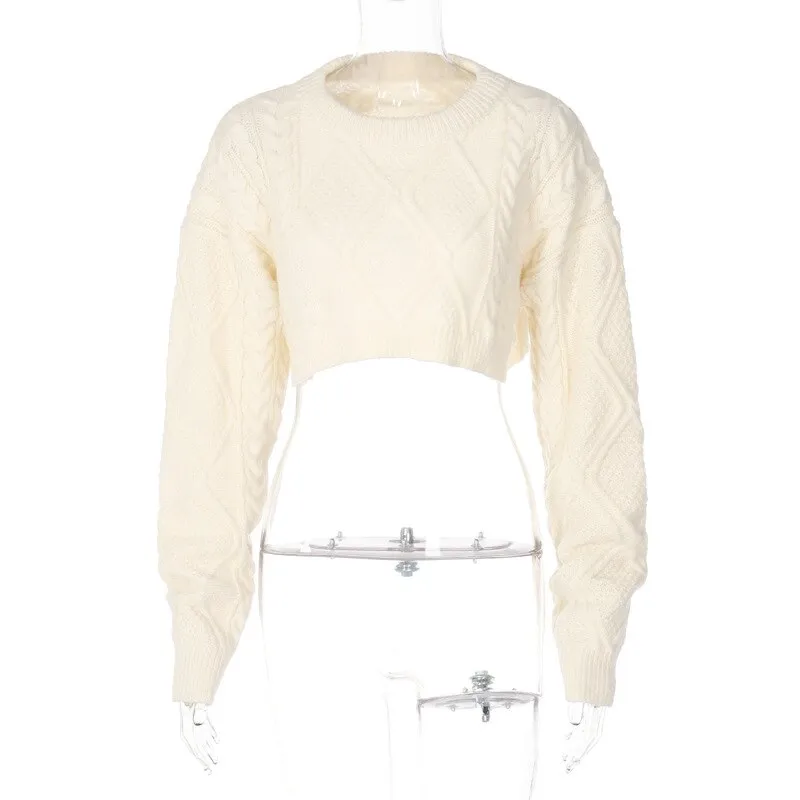 Graduation Dress Sonicelife  Women Ultra-short Sweater Coat 2024 Autumn Winter Long Sleeve Loose Knitted Crop Tops Solid Color  Pullover Sweaters Tops