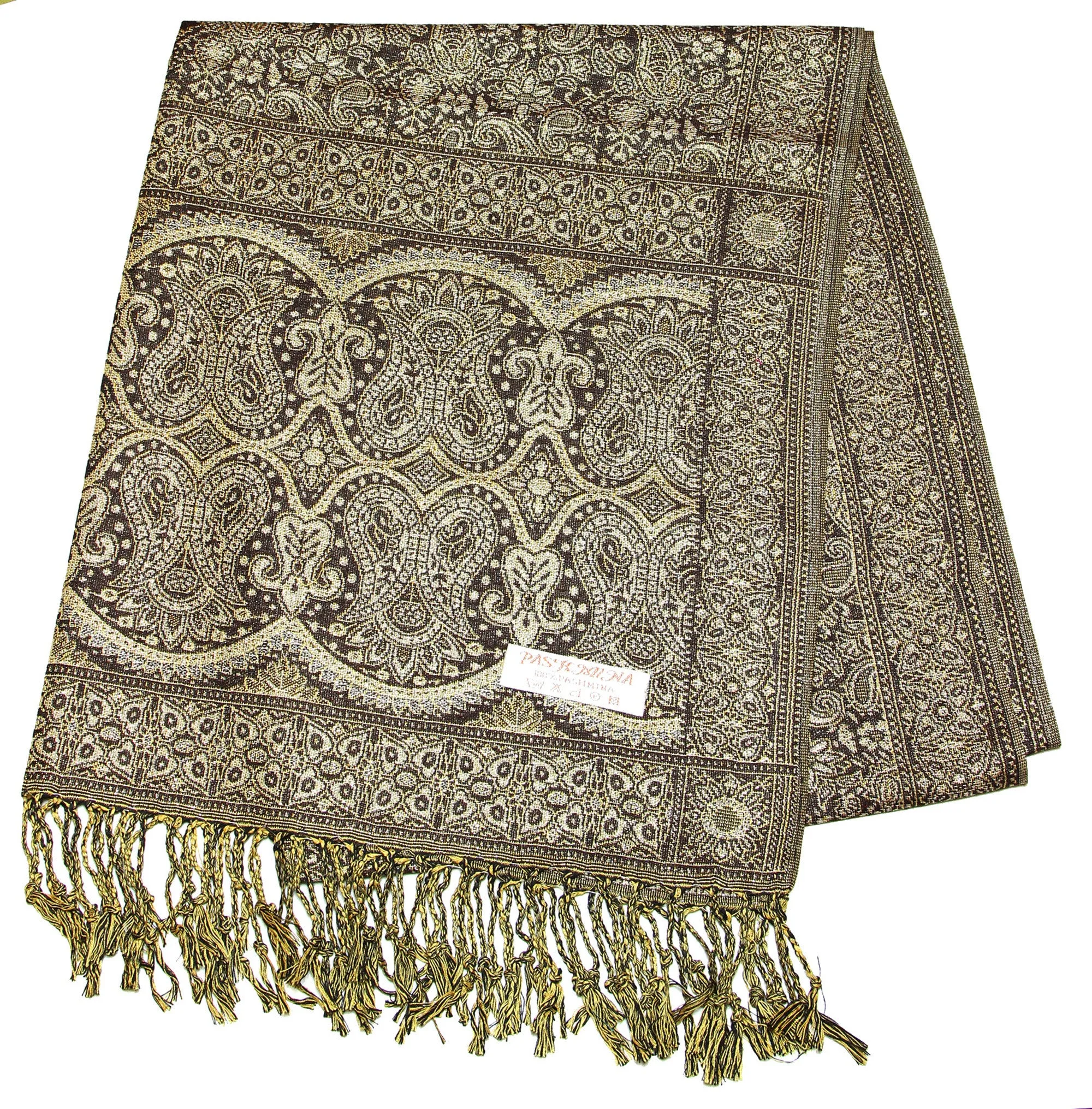 Hand Made Pashmina Shawl Scarf in Brown