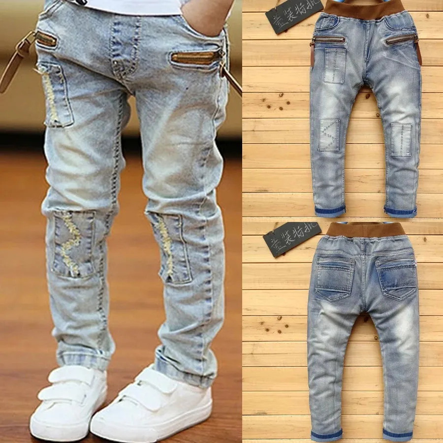 IENENS 4-11 Years Boys Clothes Slim Straight Jeans Classic Bottoms Children Denim Clothing Pants Kids Baby Boy Casual Trousers