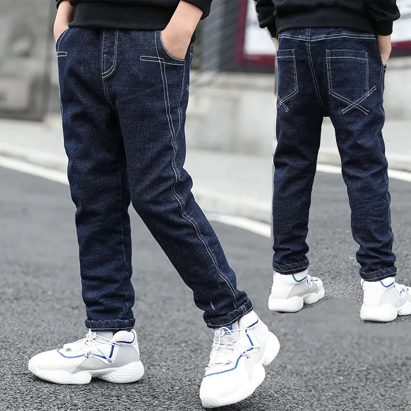 IENENS 4-11 Years Boys Clothes Slim Straight Jeans Classic Bottoms Children Denim Clothing Pants Kids Baby Boy Casual Trousers