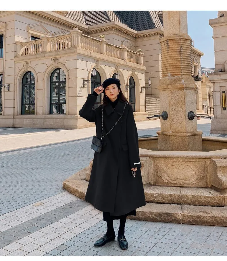 Joskaa construction worker costume Double-Sided Wool Coat 2024 Autumn and Winter Red Long Vintage Wedding Woolen Coat