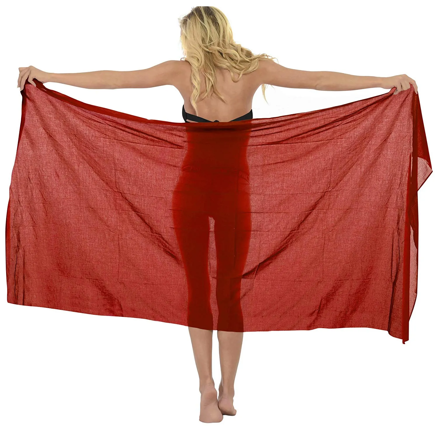 LA LEELA Women's Beach Bikini Cover up Wrap Bathing Suit Sarong Solid 5 ONE Size