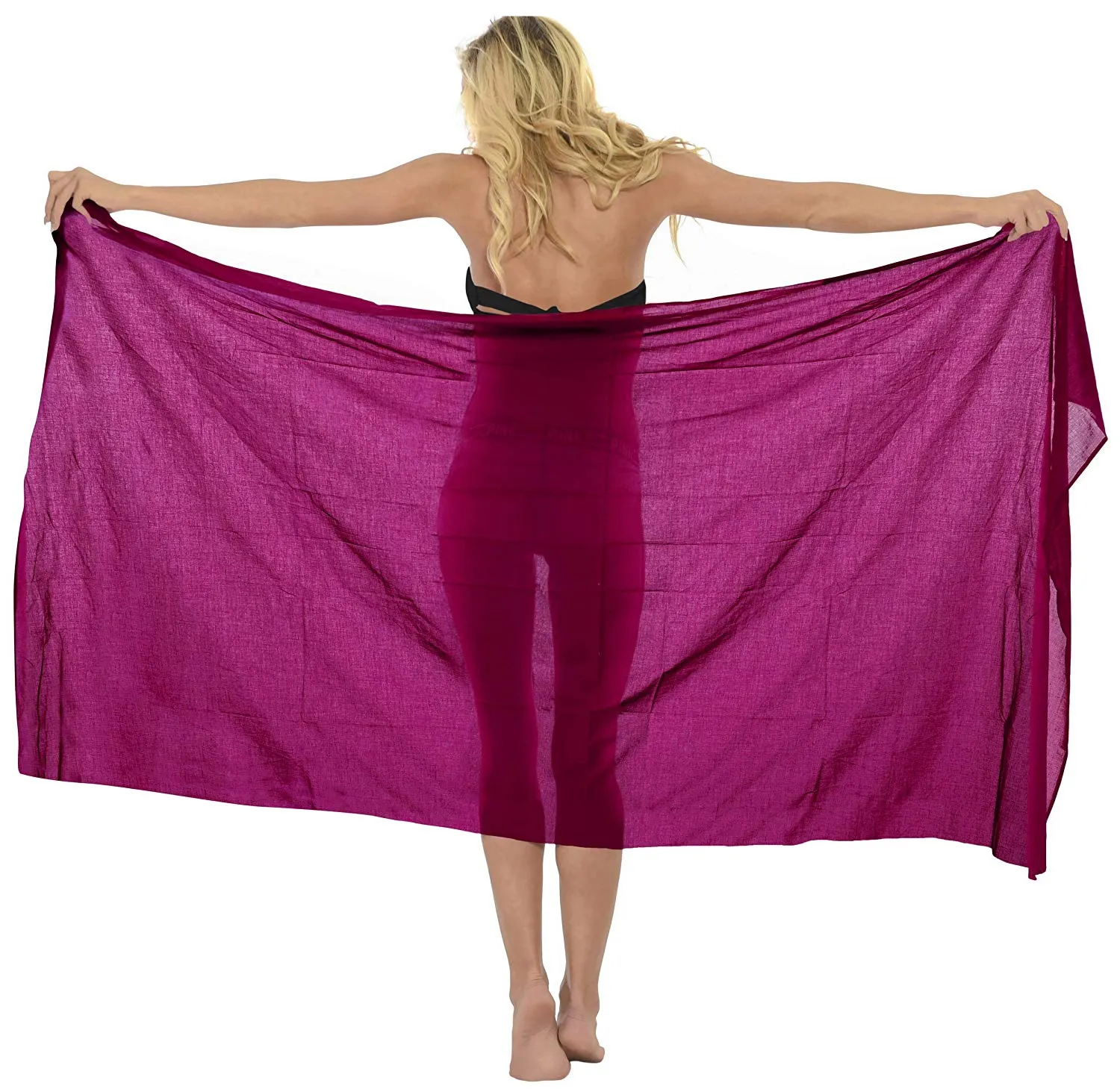 LA LEELA Women's Beach Bikini Cover up Wrap Bathing Suit Sarong Solid 5 ONE Size