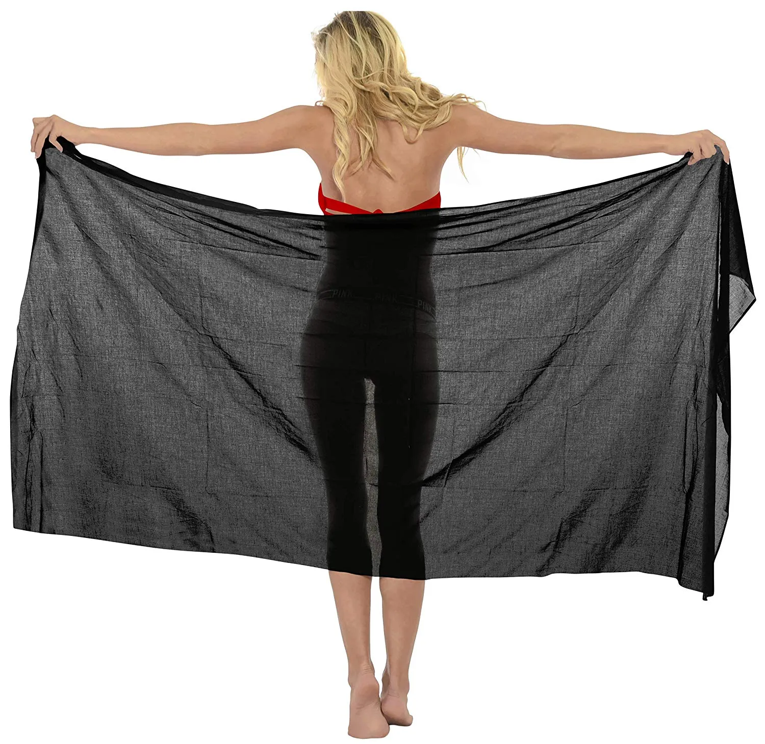 LA LEELA Women's Beach Bikini Cover up Wrap Bathing Suit Sarong Solid 5 ONE Size