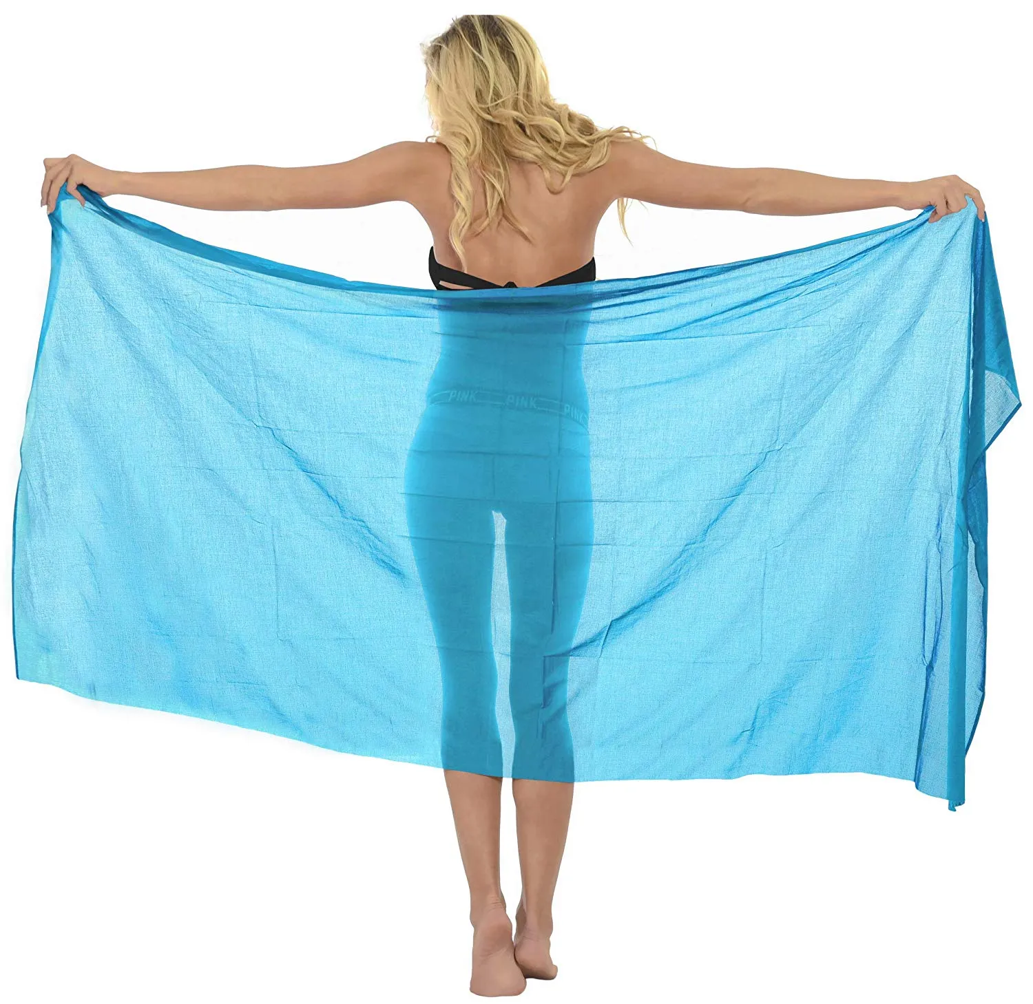 LA LEELA Women's Beach Bikini Cover up Wrap Bathing Suit Sarong Solid 5 ONE Size