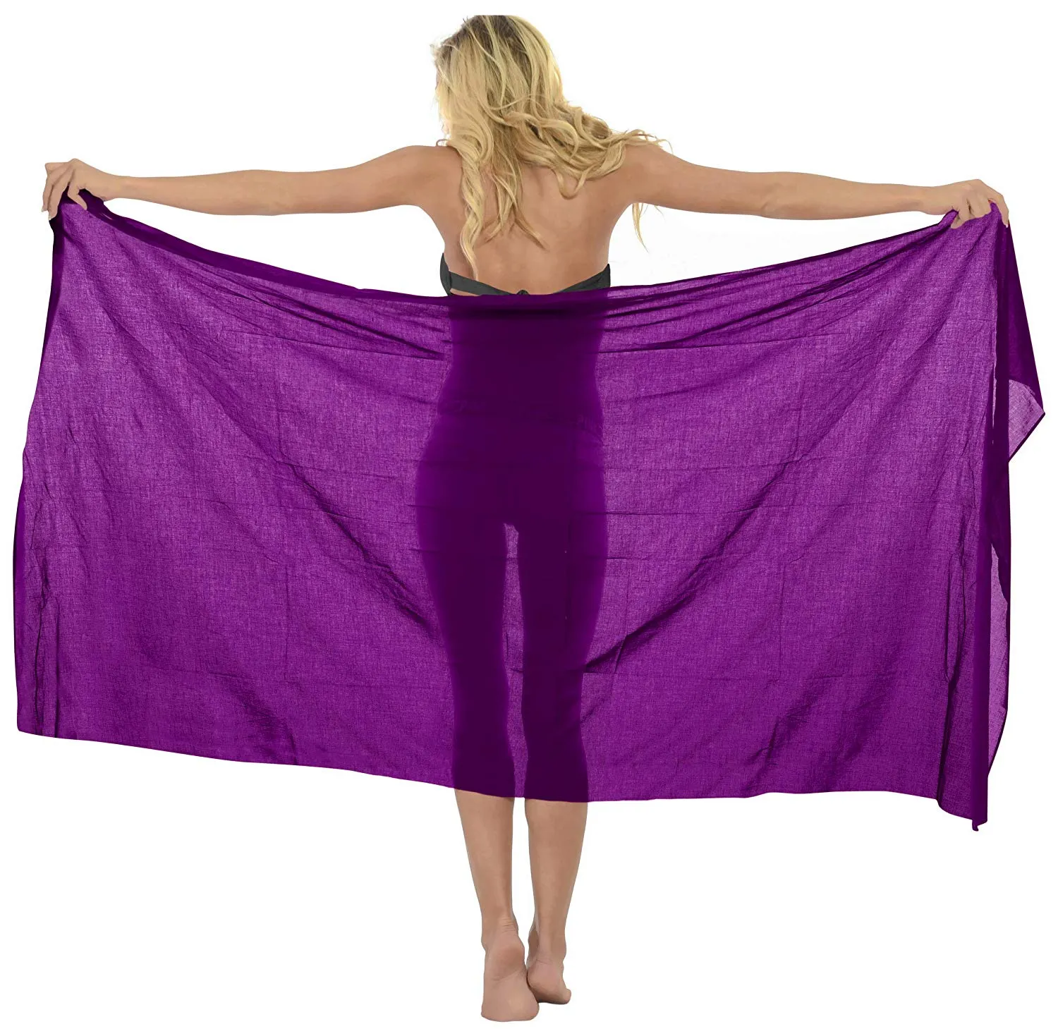 LA LEELA Women's Beach Bikini Cover up Wrap Bathing Suit Sarong Solid 5 ONE Size