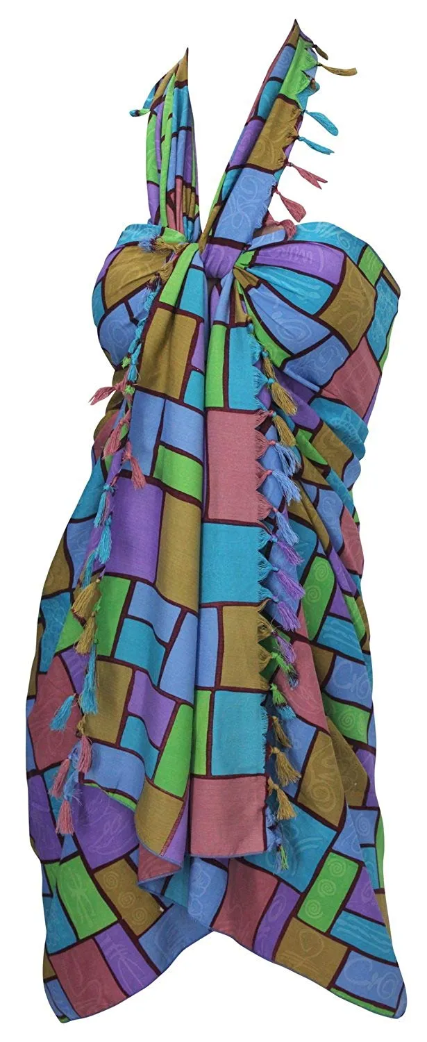 LA LEELA Women's Beachwear Bathing Sarong Bikini Cover up Wrap Dress 2 ONE Size
