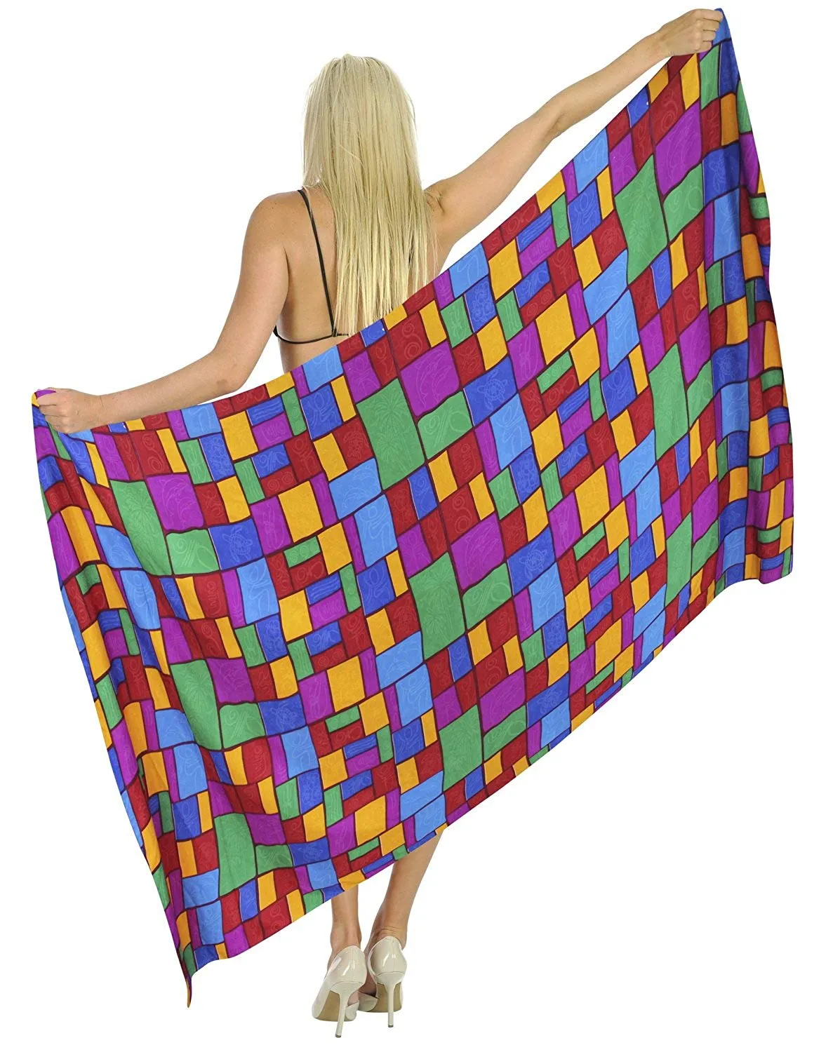 LA LEELA Women's Beachwear Bathing Sarong Bikini Cover up Wrap Dress 2 ONE Size