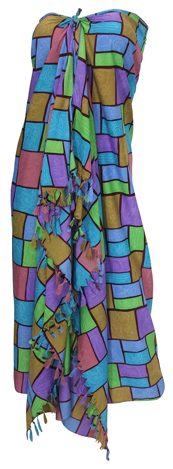 LA LEELA Women's Beachwear Bathing Sarong Bikini Cover up Wrap Dress 2 ONE Size