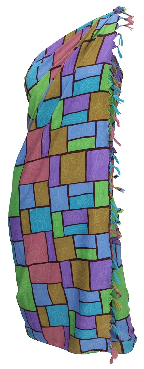 LA LEELA Women's Beachwear Bathing Sarong Bikini Cover up Wrap Dress 2 ONE Size