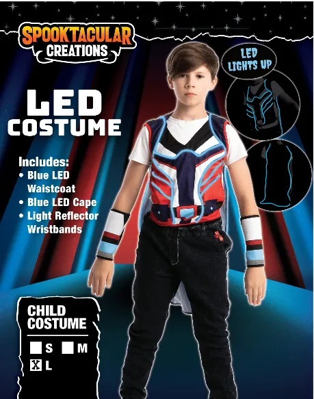 LED Waistcoat with Cape and Wristbands - Child