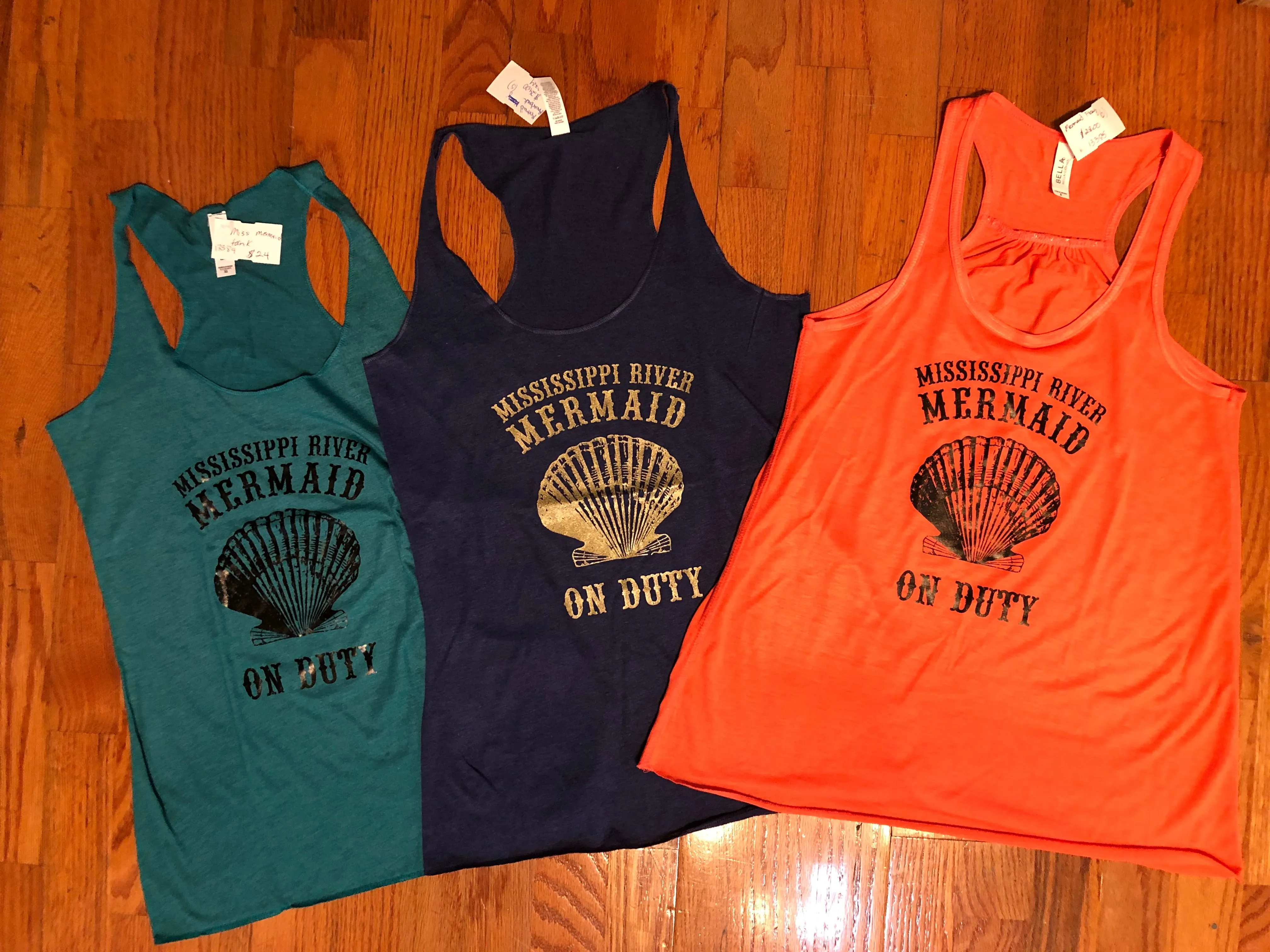 Mississippi River Mermaid on Duty, Racerback Tank Top