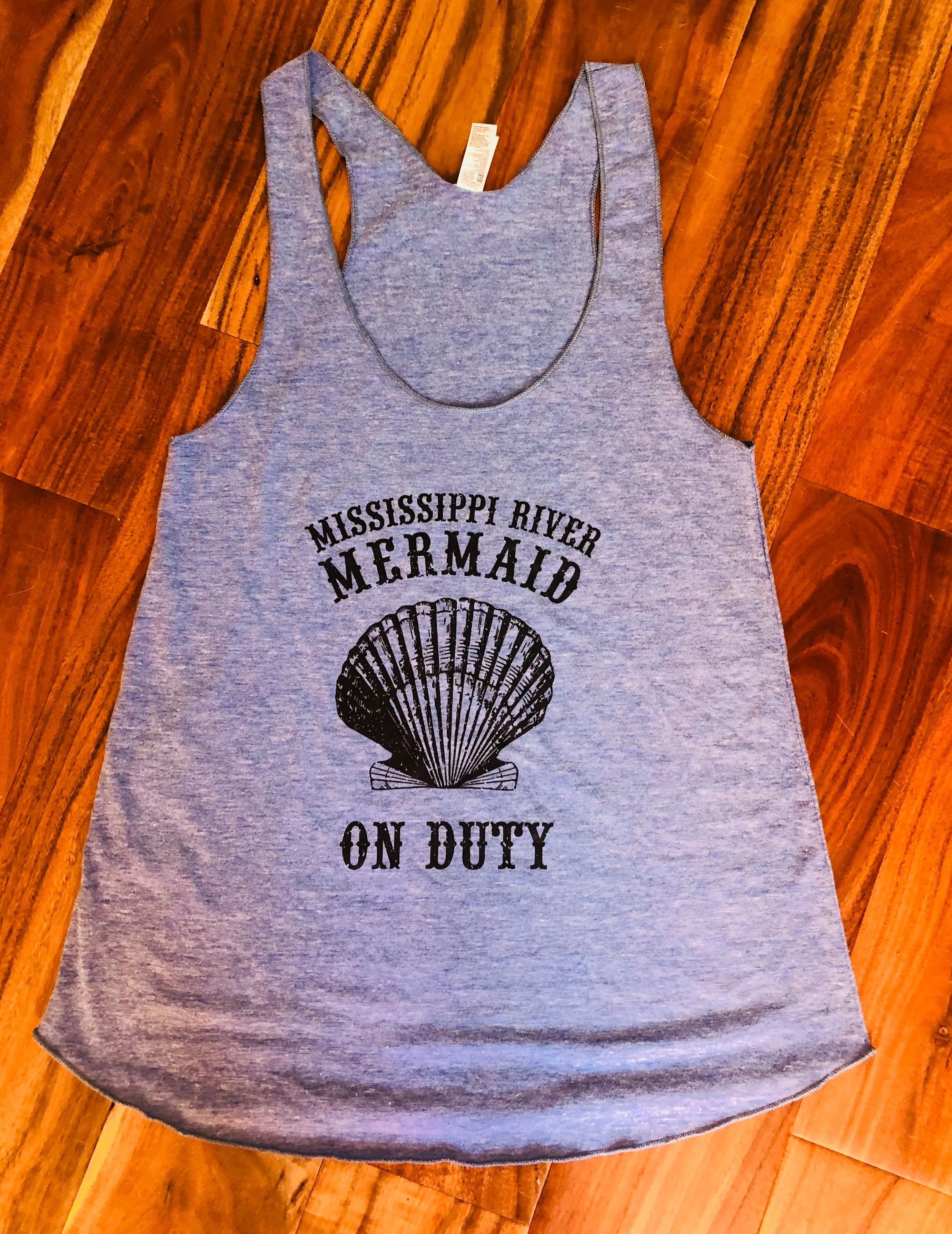 Mississippi River Mermaid on Duty, Racerback Tank Top