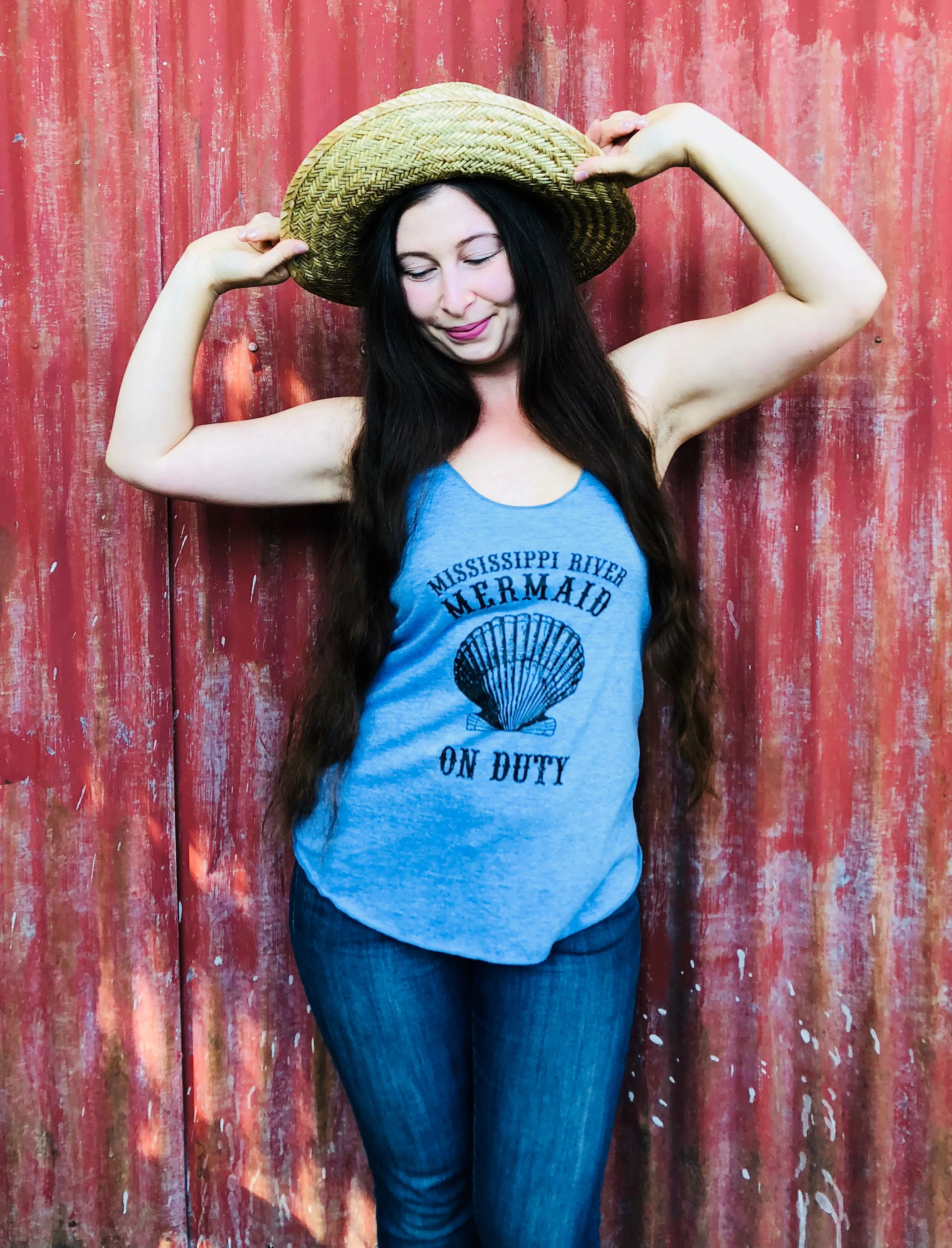 Mississippi River Mermaid on Duty, Racerback Tank Top