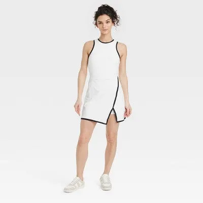 New - Women's High-Neck Wrap Active Dress - All In Motion White M