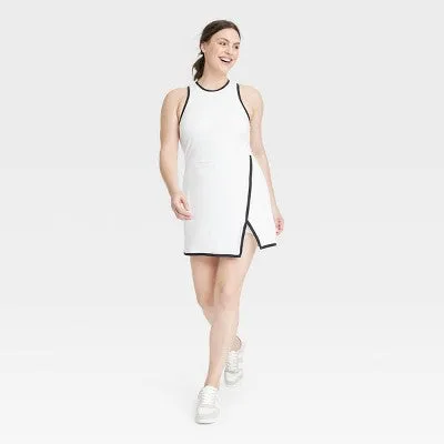 New - Women's High-Neck Wrap Active Dress - All In Motion White M