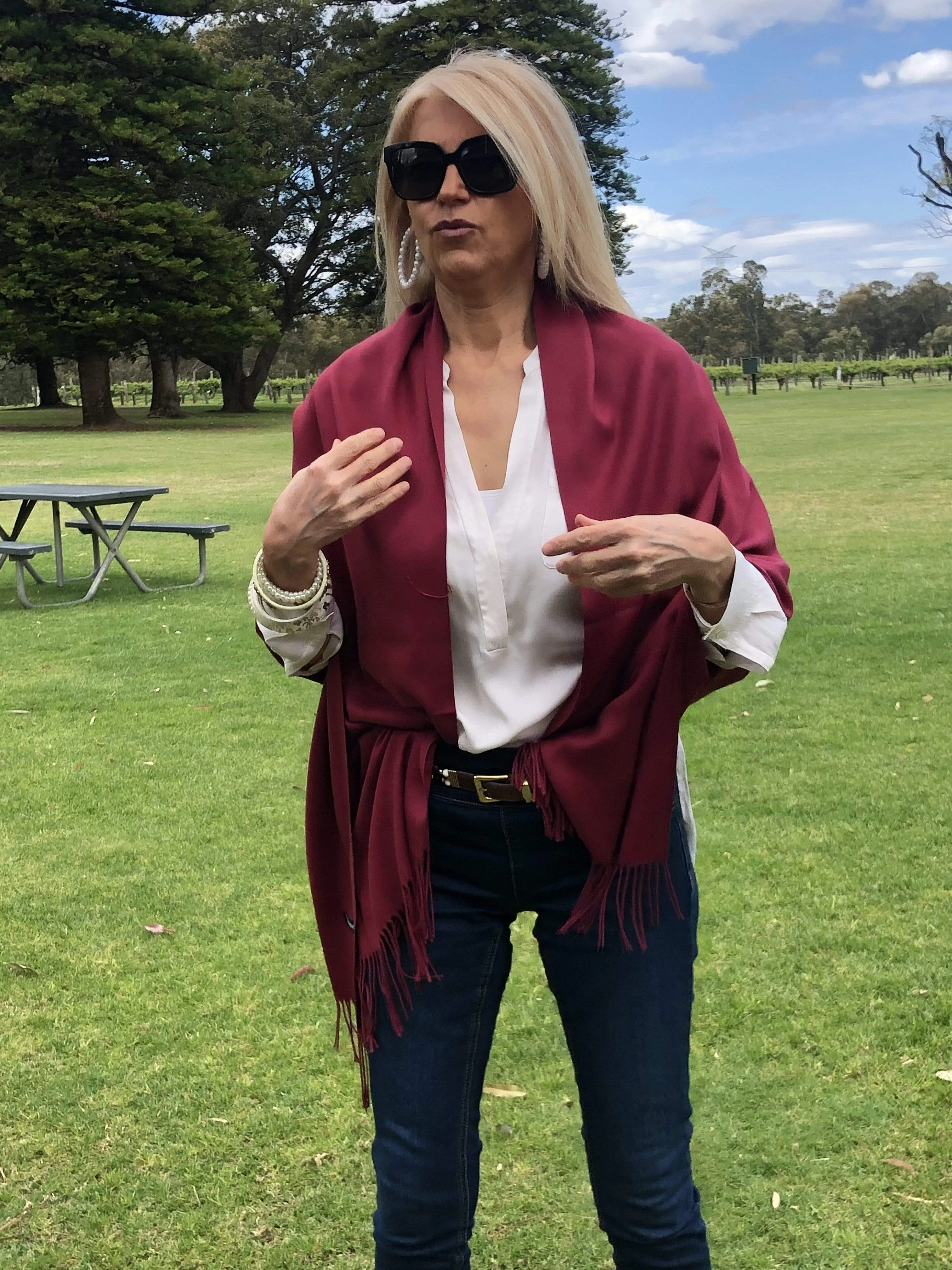 Pashmina Shawl  Deep Red Burgundy