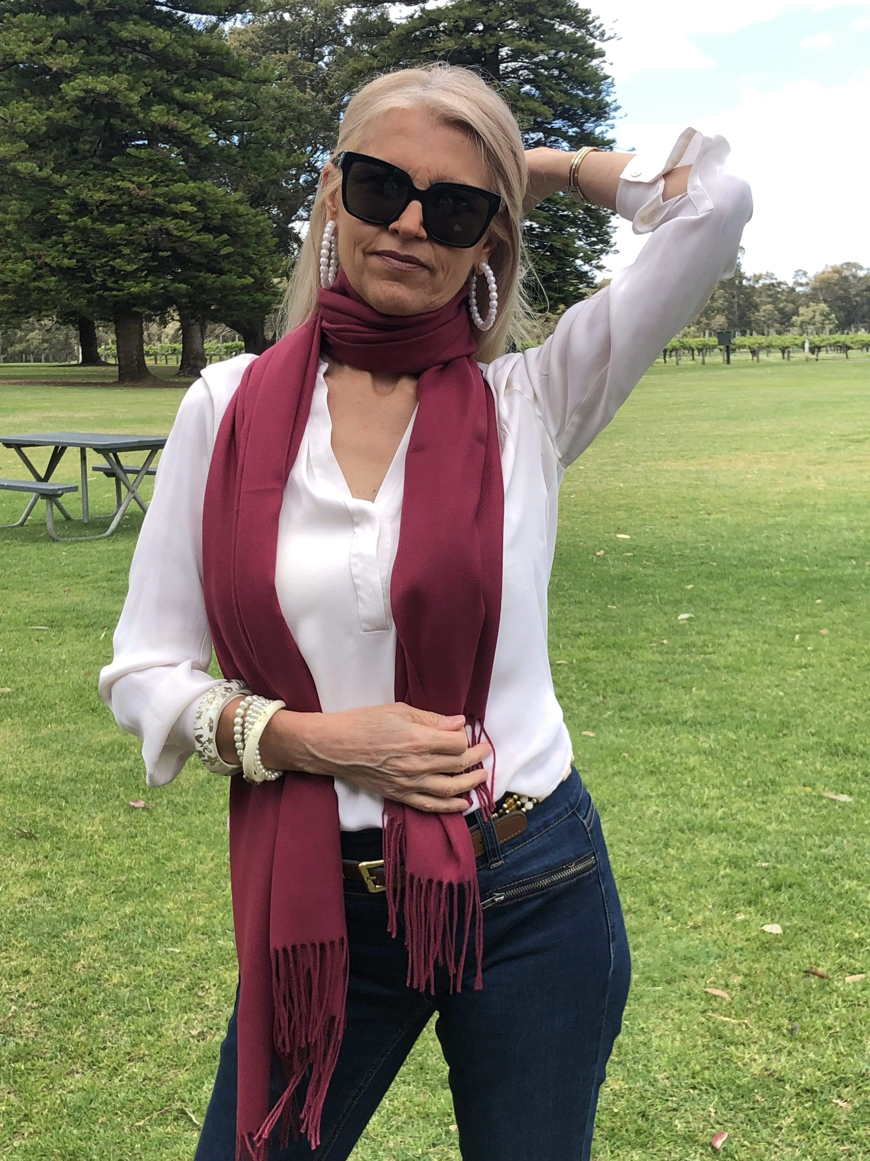 Pashmina Shawl  Deep Red Burgundy