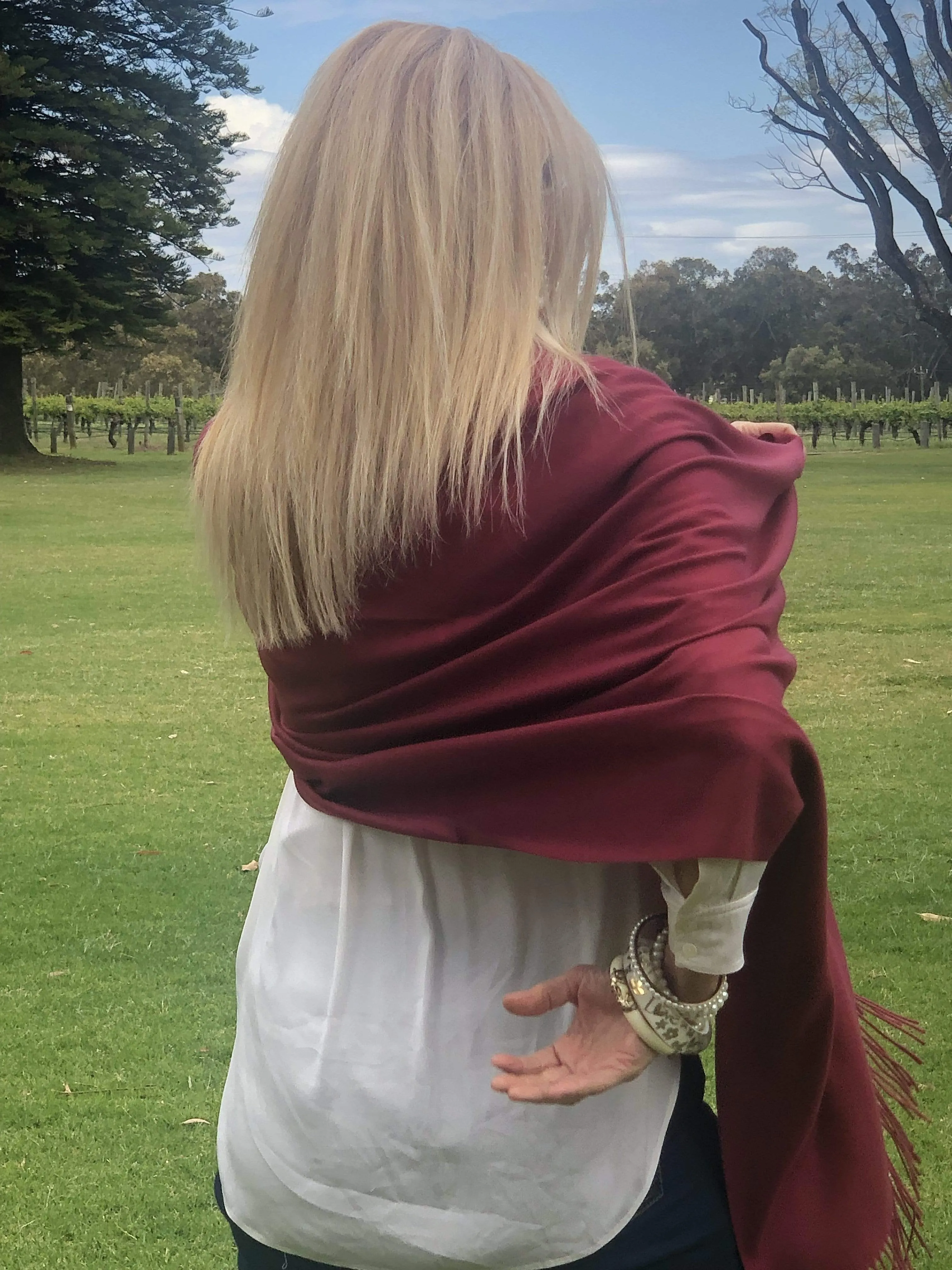 Pashmina Shawl  Deep Red Burgundy