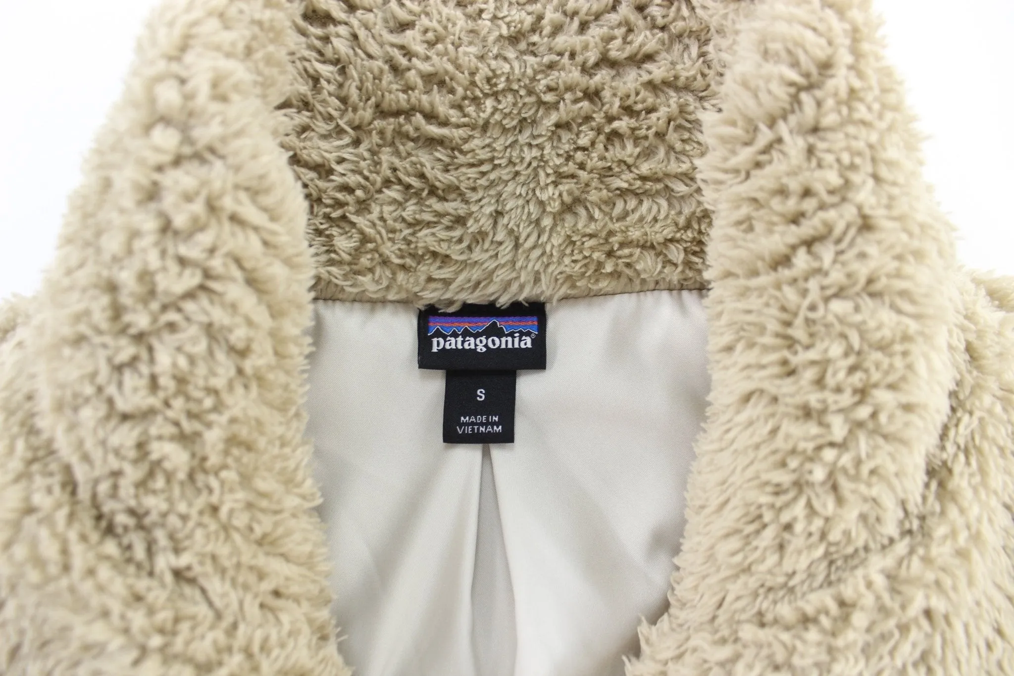 Patagonia Logo Patch Cream Zip Up Vest