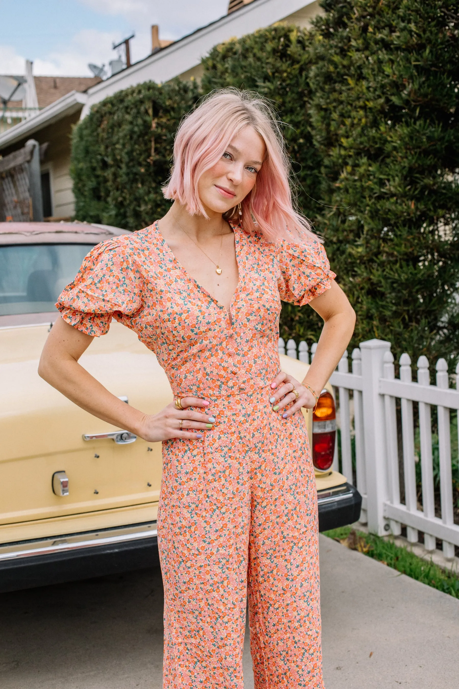 Pink Mathiola Floral Anka Jumpsuit