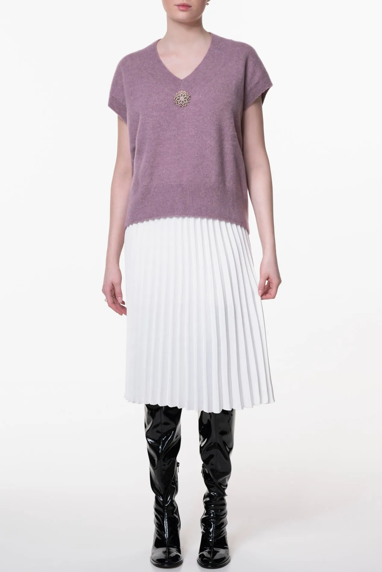 Raziel Cashmere and Silk-blend Sweater Vest In Lilla
