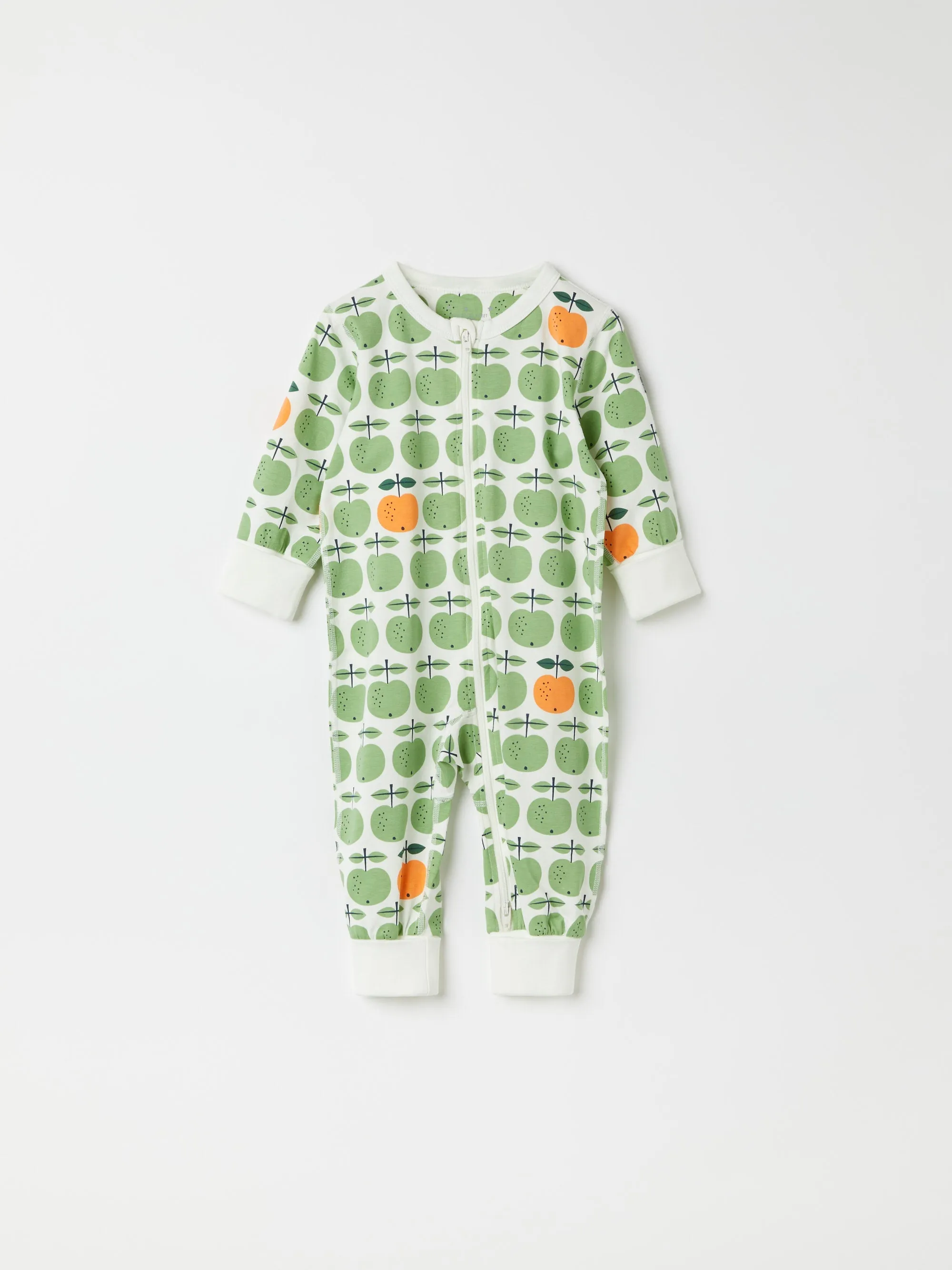 Scandi Apple Print Baby Sleepsuit