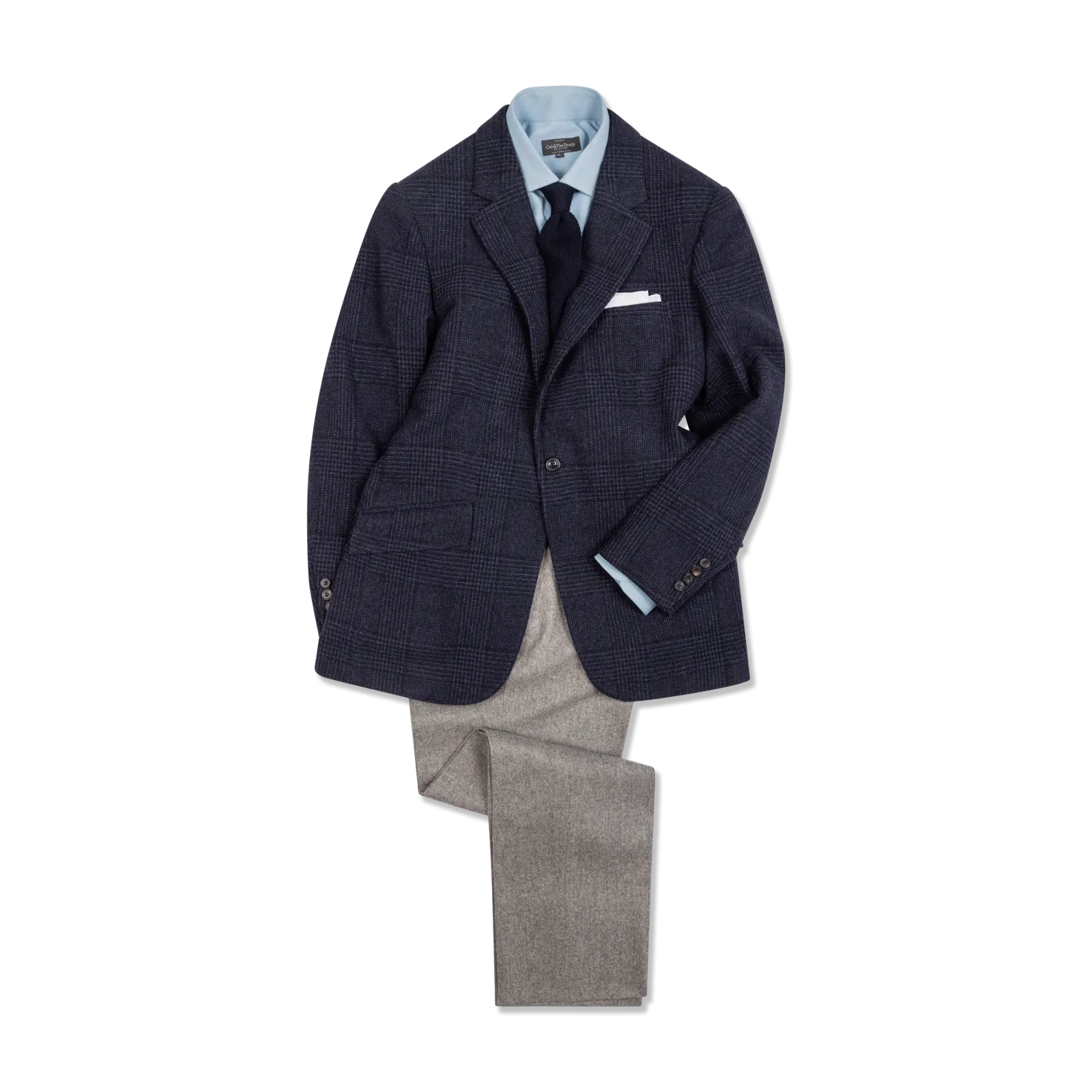 Single Breasted Notch Jacket in Navy Glen Check