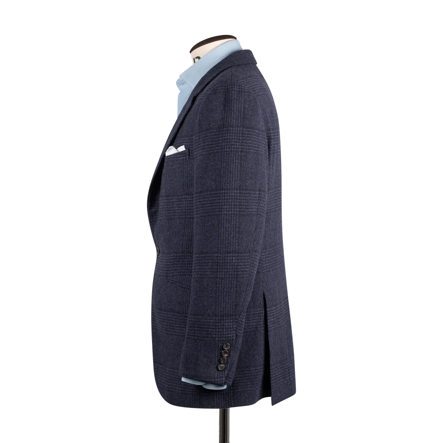 Single Breasted Notch Jacket in Navy Glen Check
