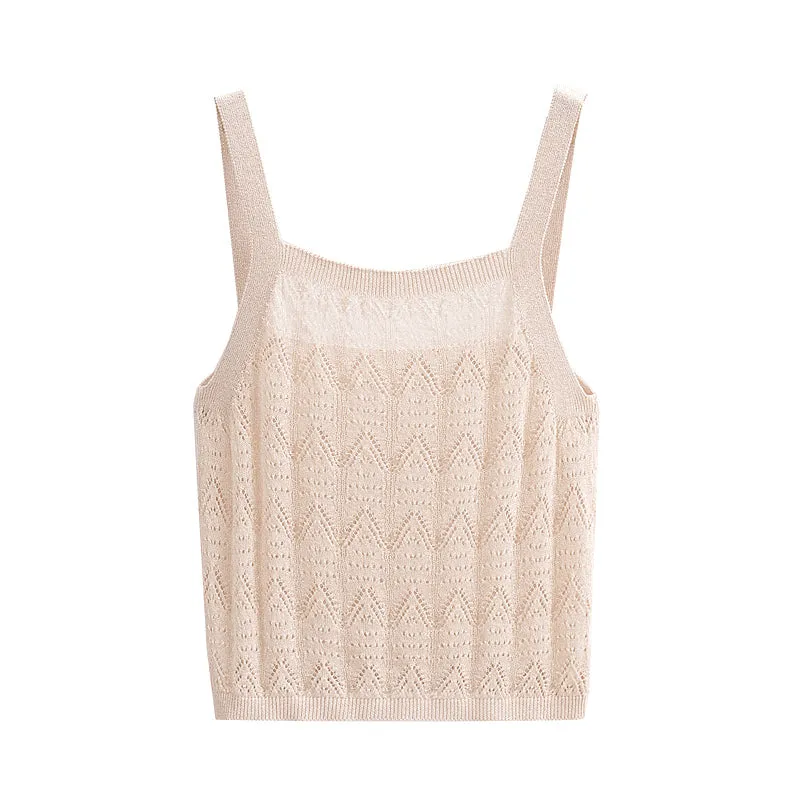 Twist Knitted Sling Women Twisted Sleeveless U Collar Sweater Summer Women Clothing